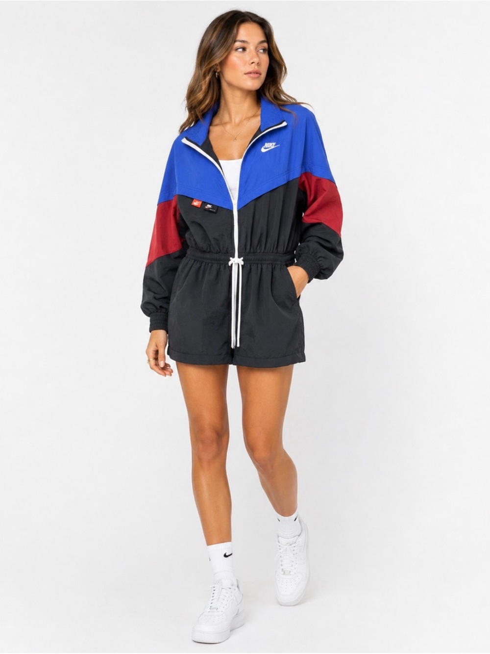 Nike Icon Clash Windrunner Jacket XS Blue Black Red Cinched Waist